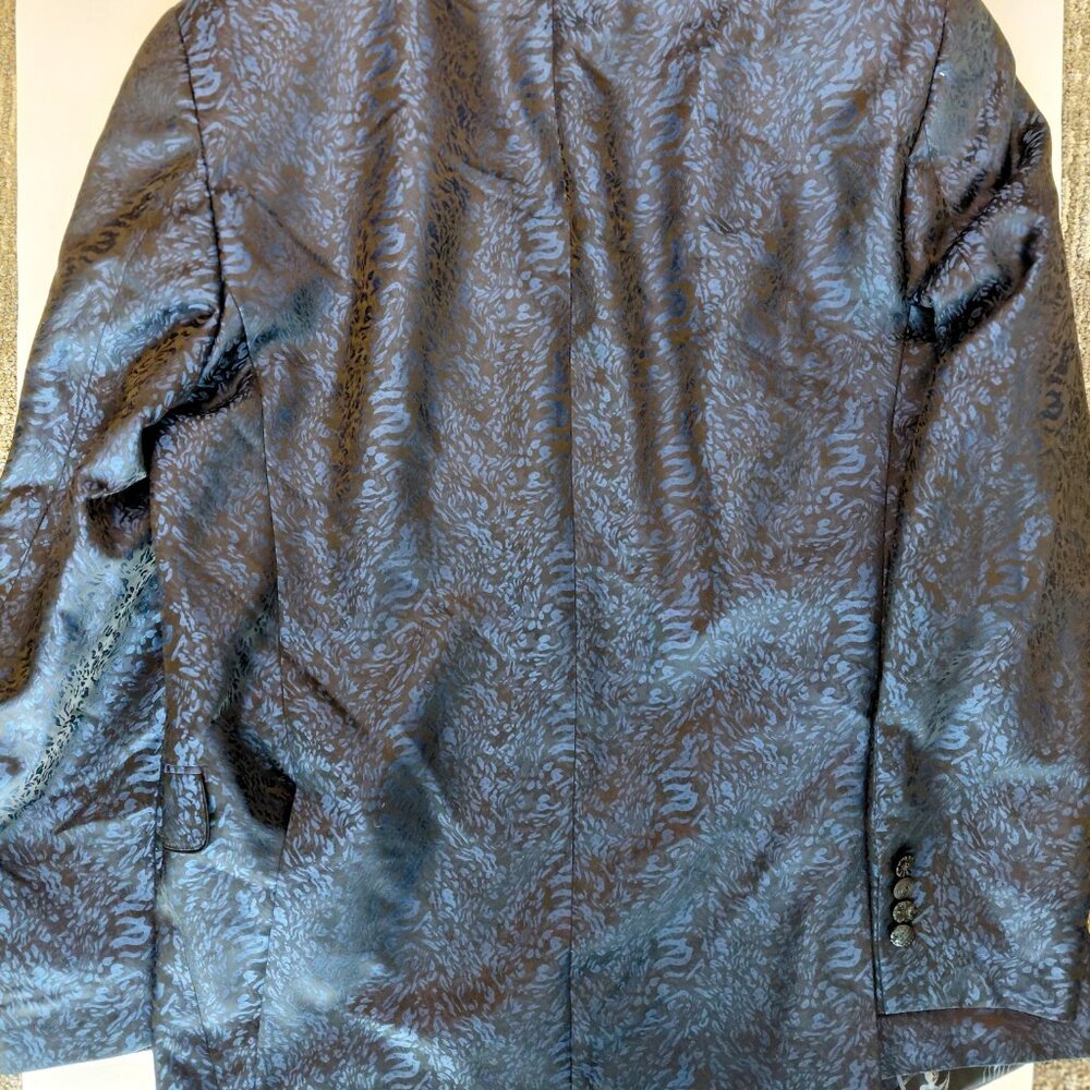 Tallia Slim Fit Leopard Jacquard Blazer Iridescent Dragon Lining Statement Party - Picture 10 of 14